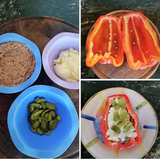 Fotos del paso a paso de morrones rellenos